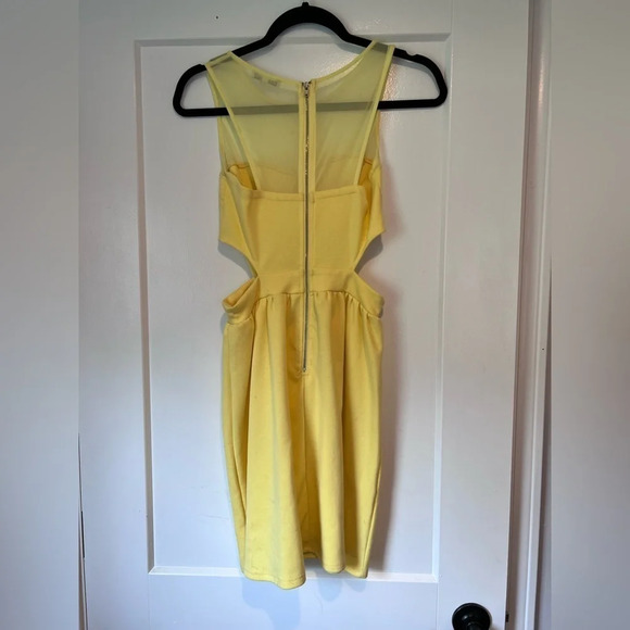 Charlotte russe- yellow mesh dress with cutouts - Picture 2 of 3